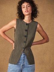 Ro&Zo Green Petite Pinstripe Waistcoat - Image 6 of 6