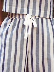 Ro&Zo Blue Petite Stripe Linen Blend Trousers - Image 3 of 5
