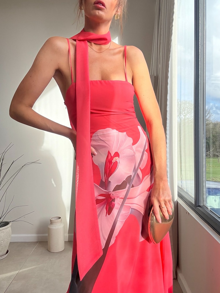 Style Cheat Pink Placement Scarf Print Dress - Image 4 of 4 Style Cheat Pink Placement Scarf Print Dress - Image 4 of 4