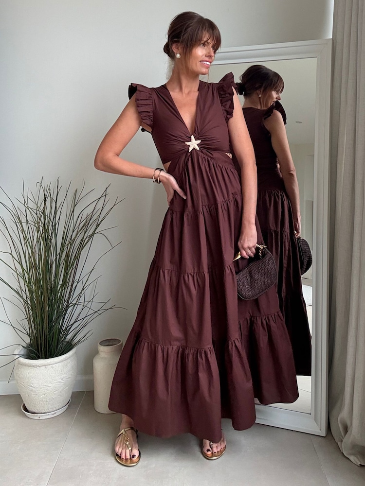 Style Cheat Brown Indie Tiered Dress - Image 1 of 4