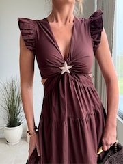 Style Cheat Brown Indie Tiered Dress - Image 4 of 4