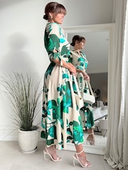 Style Cheat Green Daphne Belted Shirt Dress - Image 2 of 4