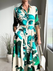 Style Cheat Green Daphne Belted Shirt Dress - Image 4 of 4