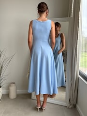 Style Cheat Blue Square Neck Fit And Flare Dress - Image 3 of 4