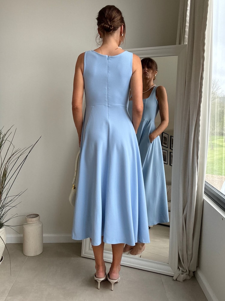 tea length flare dress Floral Jacquard Tea-Length Dress