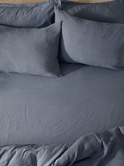 Yard Denim Blue Hebden Washed Cotton Fitted Sheet - Image 1 of 1