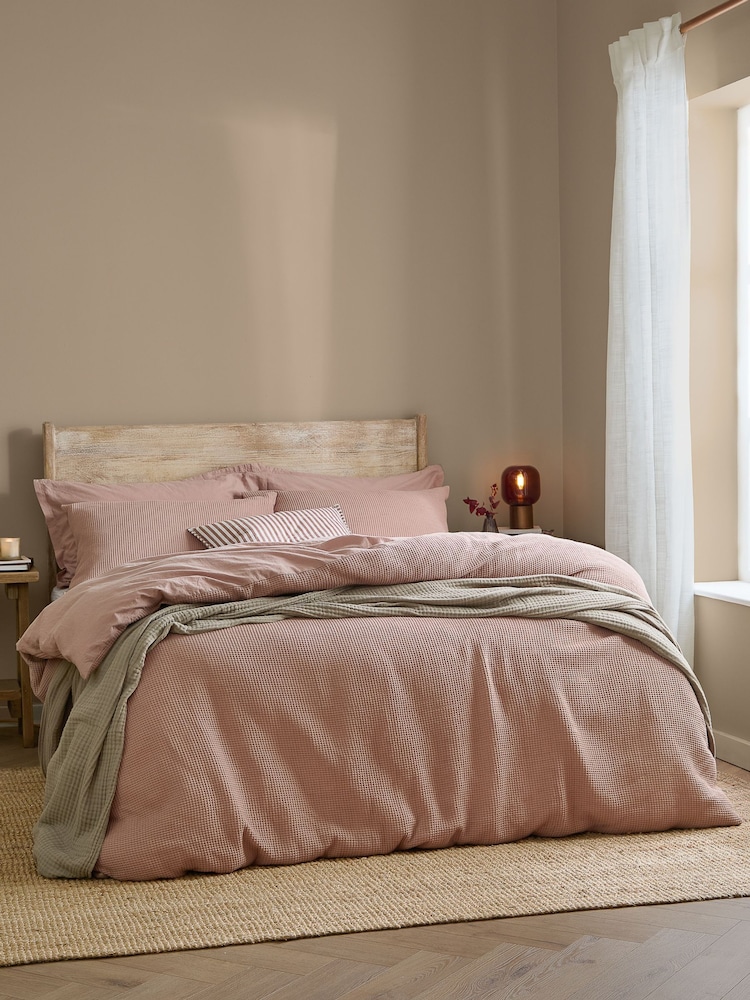 Yard Cotta Hebden Waffle Cotton Duvet Cover and Pillowcase Set - Image 1 of 3