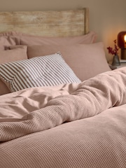Yard Cotta Hebden Waffle Cotton Duvet Cover and Pillowcase Set - Image 2 of 3