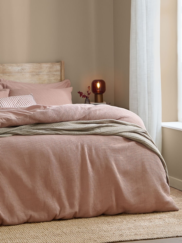 Yard Cotta Hebden Waffle Cotton Duvet Cover and Pillowcase Set - Image 3 of 3