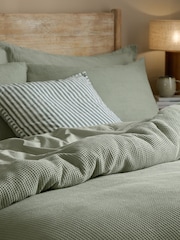 Yard Bay Green Hebden Waffle Cotton Duvet Cover and Pillowcase Set - Image 2 of 3