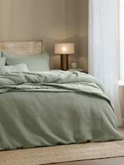 Yard Bay Green Hebden Waffle Cotton Duvet Cover and Pillowcase Set - Image 3 of 3