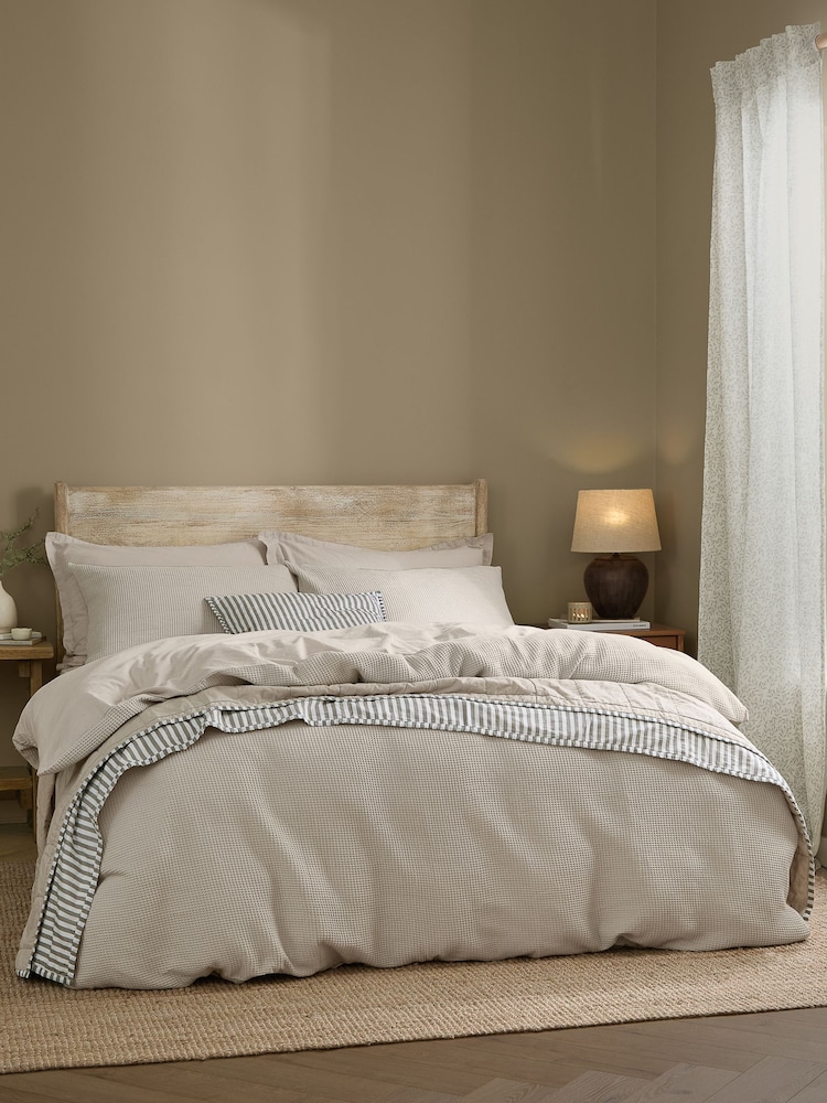 Yard Stone Hebden Waffle Cotton Duvet Cover and Pillowcase Set - Image 1 of 3