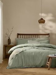 Yard Bay Green Hebden Washed Cotton Duvet Cover and Pillowcase Set - Image 1 of 4