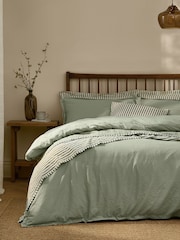 Yard Bay Green Hebden Washed Cotton Duvet Cover and Pillowcase Set - Image 3 of 4
