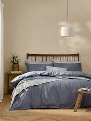 Yard Denim Blue Hebden Washed Cotton Duvet Cover and Pillowcase Set - Image 1 of 4