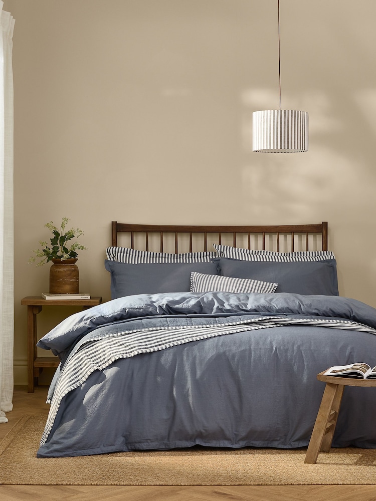 Yard Denim Blue Hebden Washed Cotton Duvet Cover and Pillowcase Set - Image 1 of 4 Yard Denim Blue Hebden Washed Cotton Duvet Cover and Pillowcase Set - Image 1 of 4
