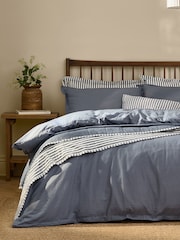 Yard Denim Blue Hebden Washed Cotton Duvet Cover and Pillowcase Set - Image 3 of 4