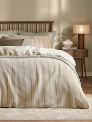 Yard Bay Green Natural Selby Striped Waffle Duvet Cover and Pillowcase Set - Image 3 of 3