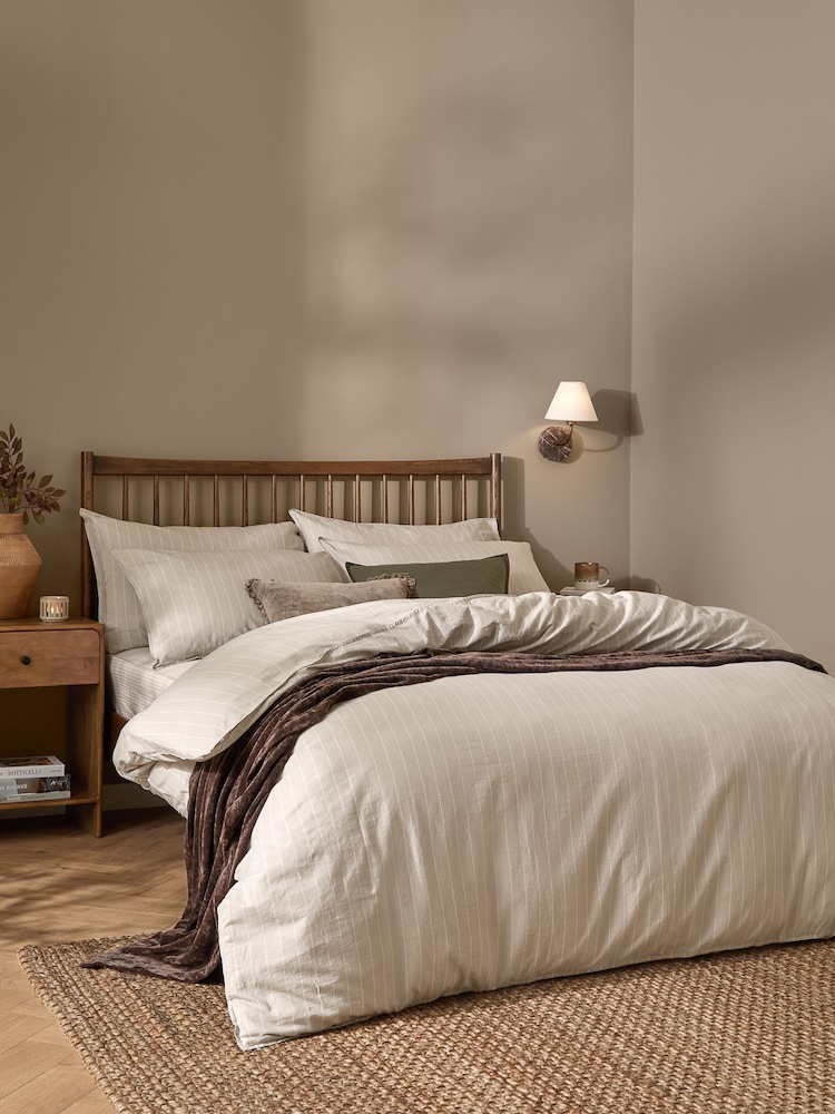 Yard Natural Linear Striped Cotton Duvet Cover and Pillowcase Set - Image 1 of 4 Yard Natural Linear Striped Cotton Duvet Cover and Pillowcase Set - Image 1 of 4