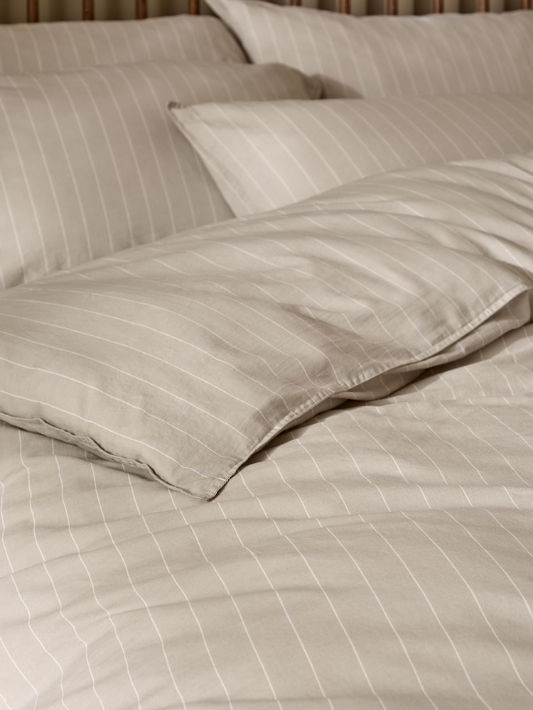 Yard Natural Linear Striped Cotton Duvet Cover and Pillowcase Set - Image 4 of 4 Yard Natural Linear Striped Cotton Duvet Cover and Pillowcase Set - Image 4 of 4