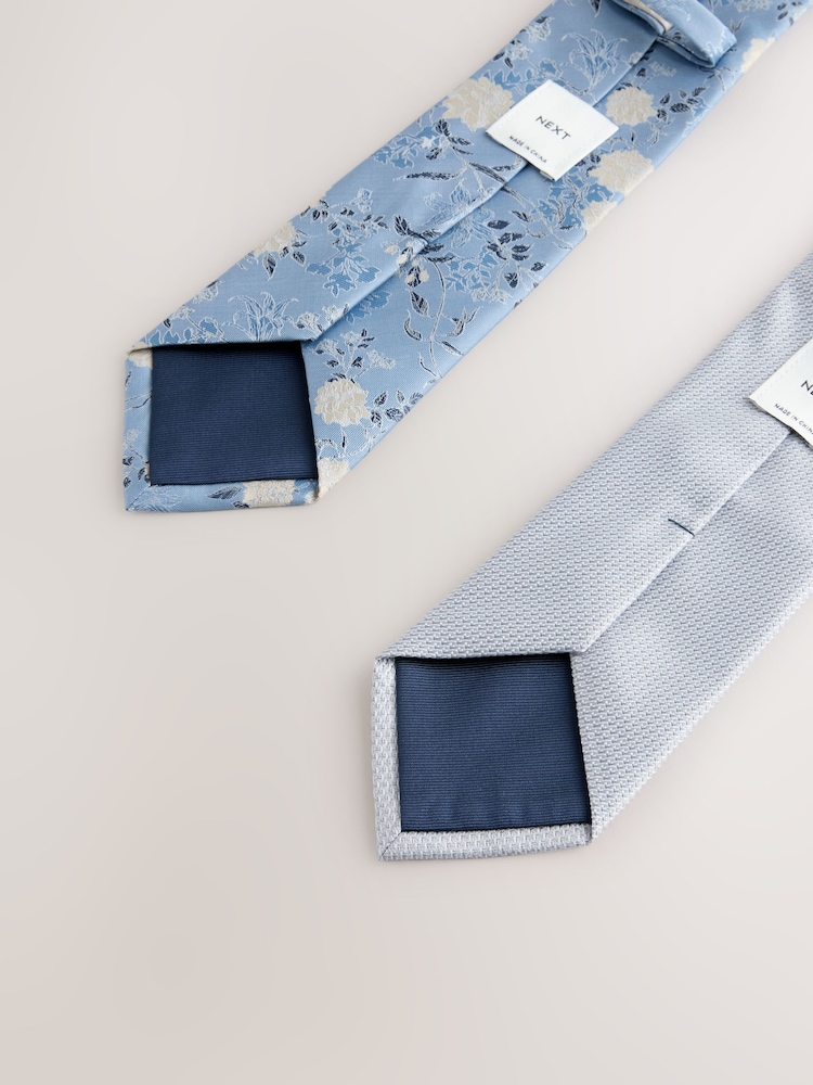 Granatowe/szare - Zestaw 2 teksturowanych spinek do krawata - Obraz 3 z 3