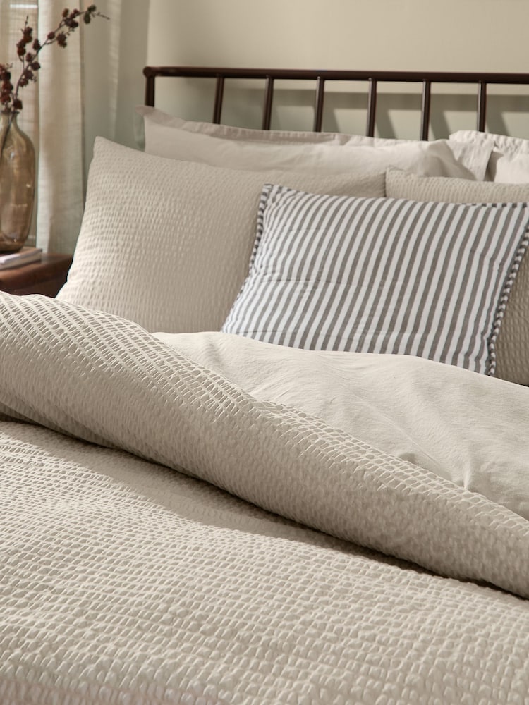 Yard Stone Hebden Cotton Seersucker Duvet Cover and Pillowcase Set - Image 2 of 3 Yard Stone Hebden Cotton Seersucker Duvet Cover and Pillowcase Set - Image 2 of 3