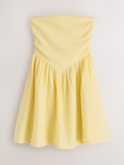 Giallo - Mini Vestito estivo a fascia in jersey intrecciato - Immagine 5 di 7