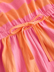 Streifen in Pink/Orange - Ärmelloser Baumwoll-Overall mit Taillenschnürung - Bild 7 von 8