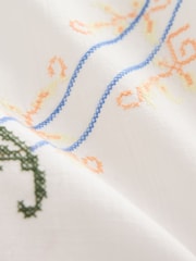White Floral Embroidered Halter Bow Mini Dress - Image 3 of 3