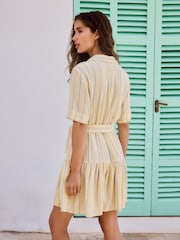 Striscia giallo-blu - Abito chemisier a maniche corte con cintura in vita Seminal x Lindsey Cherek Waller - Immagine 4 di 9