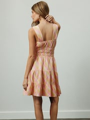 Pink/Yellow Check Sleeveless Textured Jersey Mini Dress - Image 5 of 9