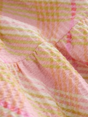 Pink/Yellow Check Sleeveless Textured Jersey Mini Dress - Image 8 of 9