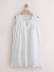 White Broderie Tie Front Mini Dress - Image 1 of 3