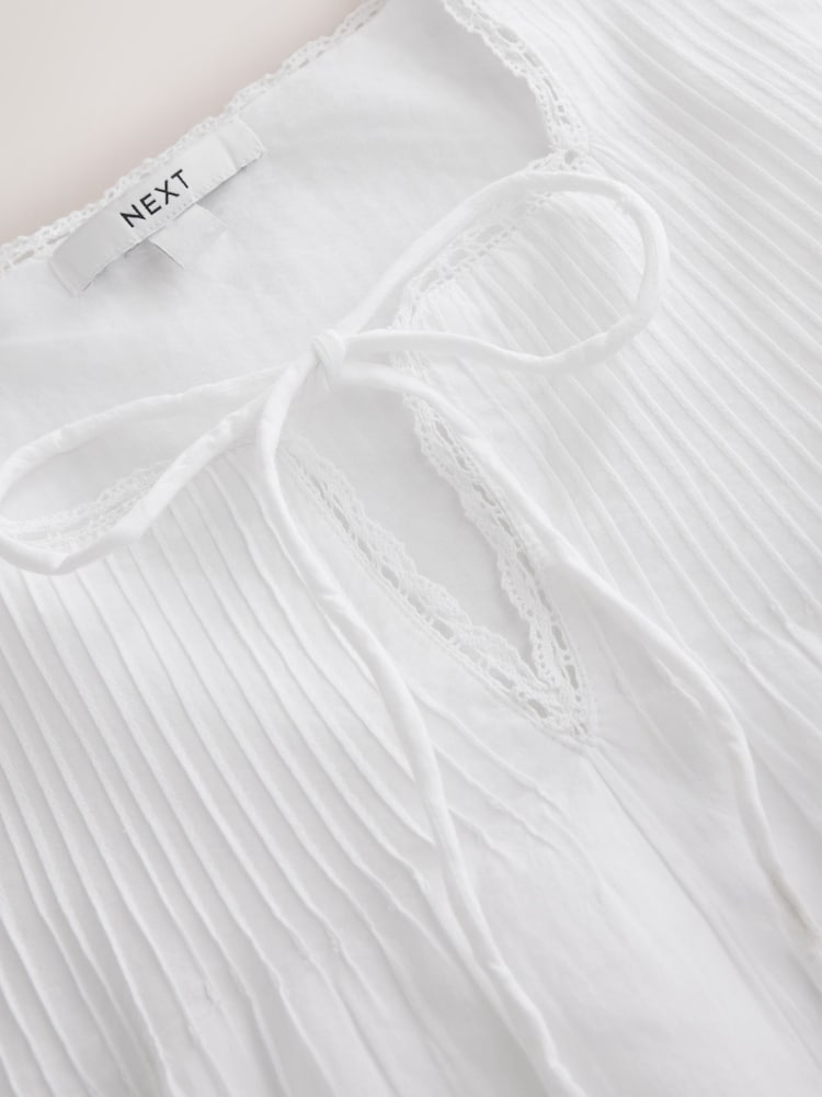 White Broderie Tie Front Mini Dress - Image 2 of 3 White Broderie Tie Front Mini Dress - Image 2 of 3