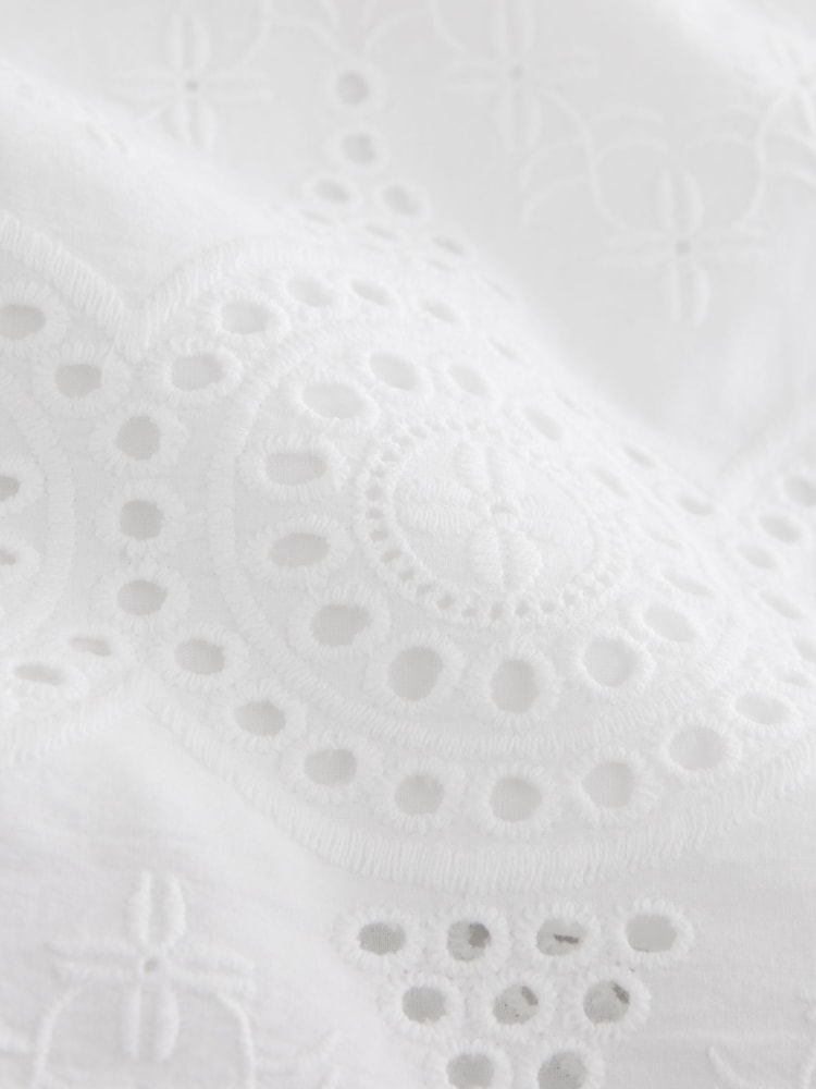 White Broderie Tie Front Mini Dress - Image 3 of 3 White Broderie Tie Front Mini Dress - Image 3 of 3