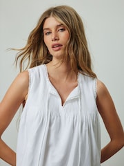 White Broderie Tie Front Mini Dress - Image 6 of 9