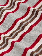 Red/Grey Stripe Cotton Blend Tie Waist Jersey T-Shirt Mini Dress - Image 6 of 7