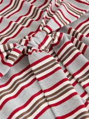 Red/Grey Stripe Cotton Blend Tie Waist Jersey T-Shirt Mini Dress - Image 7 of 7