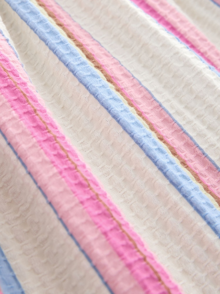 Pink Stripe Sleeveless Textured Jersey Midi Summer Dress - Image 8 of 8 Pink Stripe Sleeveless Textured Jersey Midi Summer Dress - Image 8 of 8