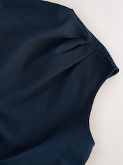 أزرق مقلم - فستان متوسط الطول بتنورة شفافة 2 في 1 - صورة 9 من 9