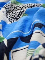 Blue Mediterranean Print Halter Twist Neck Midi Dress - Image 6 of 7