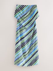 Blue Stripe Bandeau Scarf Detail Midi Dress - Image 1 of 3