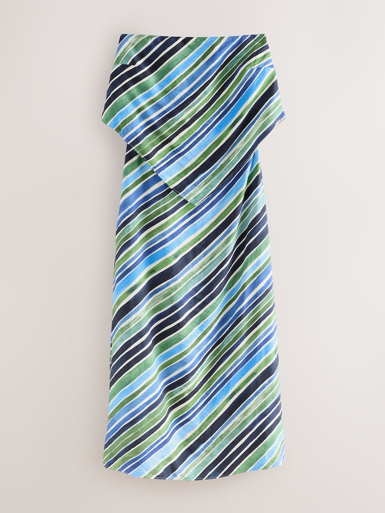 Blue Stripe Bandeau Scarf Detail Midi Dress - Image 1 of 3 Blue Stripe Bandeau Scarf Detail Midi Dress - Image 1 of 3
