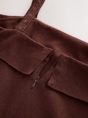Chocolate Brown Strappy Foldover Mini Summer Dress - Image 3 of 5