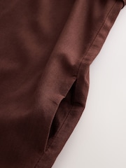 Chocolate Brown Strappy Foldover Mini Summer Dress - Image 4 of 5