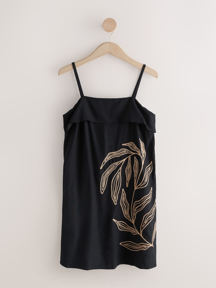 Black Strappy Foldover Mini Summer Dress - Image 1 of 3