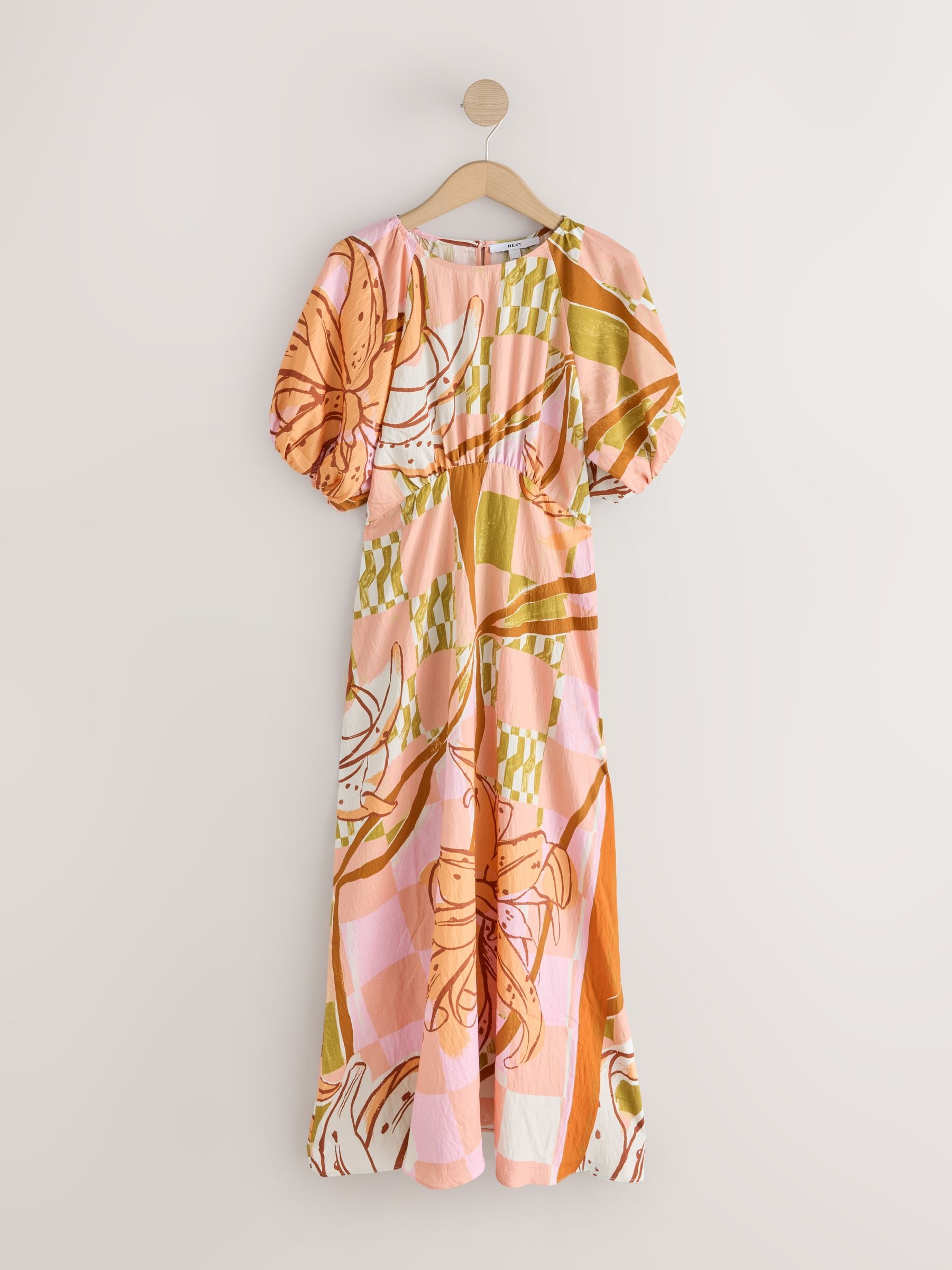orange puff sleeve dress Linen Midi offering breathability and a natural elegance that transitions effortlessly from casual outings to more polished occasions Buy Bright Orange 100% Cotton