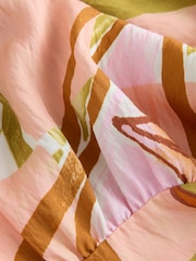 Orange Floral Print Puff Sleeve Midi Dress - Image 8 of 9