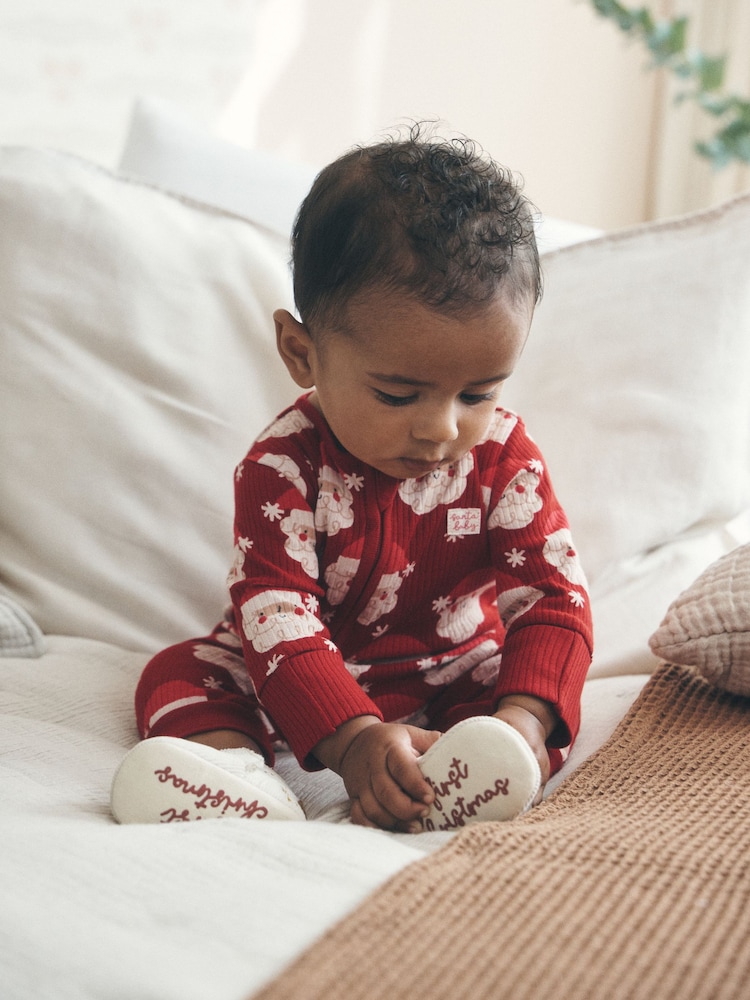 Red Santa Christmas Two Way Zip Sleepsuit (0mths-3yrs) - Image 2 of 9 Red Santa Christmas Two Way Zip Sleepsuit (0mths-3yrs) - Image 2 of 9