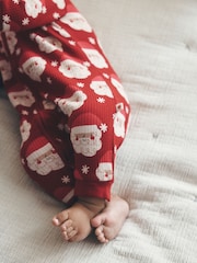 Red Santa Christmas Two Way Zip Sleepsuit (0mths-3yrs) - Image 4 of 9